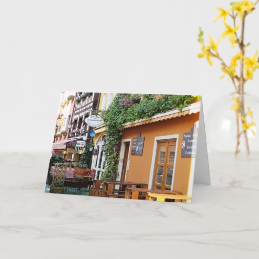 メールスバーグ，ドイツの絵のような写真 カード (黄色い花)