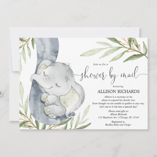 メールゾウベビーシャ男女兼用ワー 招待状 (正面)