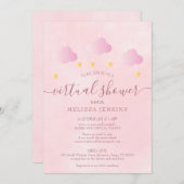 メールピンクのバーチャルオンライン長距離シャワー 招待状 (正面/裏面)