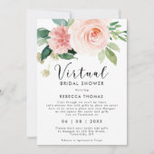メールピンクフローラブライダルシャワー 招待状 (正面)