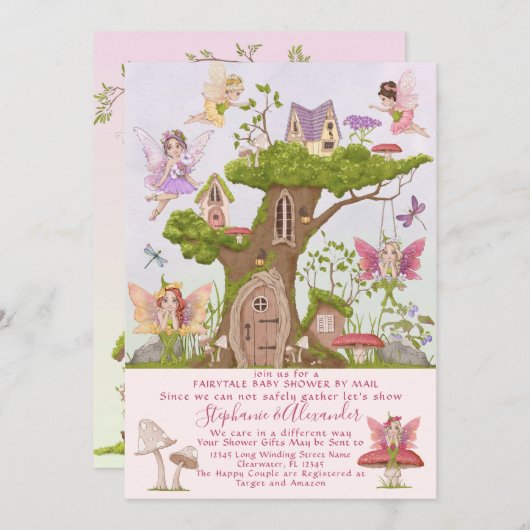 メールフェアリーウォーターの色のイラスト 招待状 (正面/裏面)