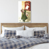 メールボックスでのヴィンテージ小さな女の子 キャンバスプリント (インサイチュ (寝室))