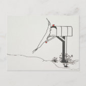 メールボックスでメールを待つ鳥 ポストカード (正面)