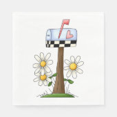 メールボックスとデイジーとハートフラグ国ガーデン スタンダードランチョンナプキン (正面)