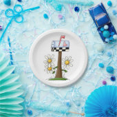 メールボックスとデイジーとハートフラグ国ガーデン ペーパープレート (パーティー)