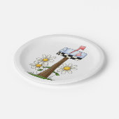 メールボックスとデイジーとハートフラグ国ガーデン ペーパープレート (アングル)