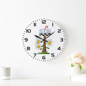 メールボックスとデイジーとハートフラグ国ガーデン ラージ壁時計