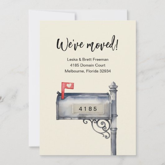 メールボックスの写真を移動する告知を移動 招待状 (正面)