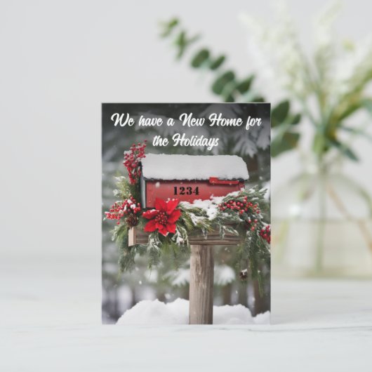 メールボックスの新しいホームホリデーの引越し告知 ポストカード (スタンド正面)