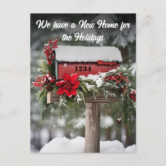 メールボックスの新しいホームホリデーの引越し告知 ポストカード (正面)