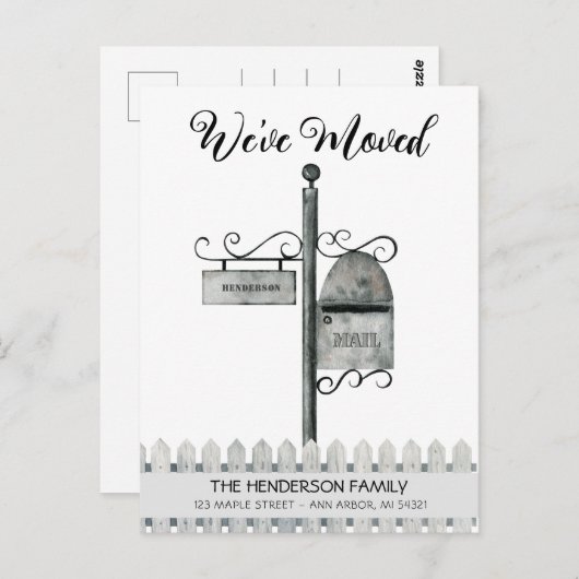 メールボックスの新しいホーム移動案内はがき ポストカード (正面/裏面)