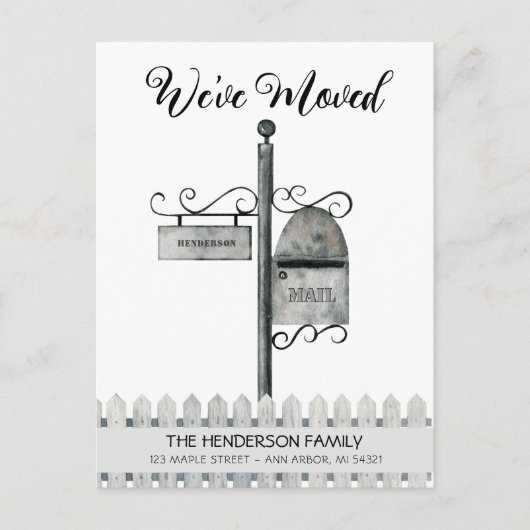 メールボックスの新しいホーム移動案内はがき ポストカード (正面)