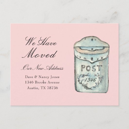 メールボックスの水彩新しいホーム移動はがき ポストカード (正面)