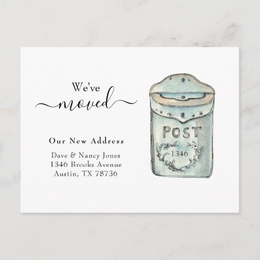 メールボックスの水彩新しいホーム移動はがき ポストカード (正面)
