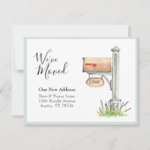 メールボックスの水彩新しいホーム移動 ノートカード (正面)