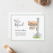 メールボックスの水彩新しいホーム移動 ノートカード (正面/裏面インサイチュ)