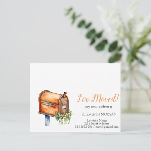 メールボックスの花を移動したヴィンテージ 案内ポストカード (スタンド正面)