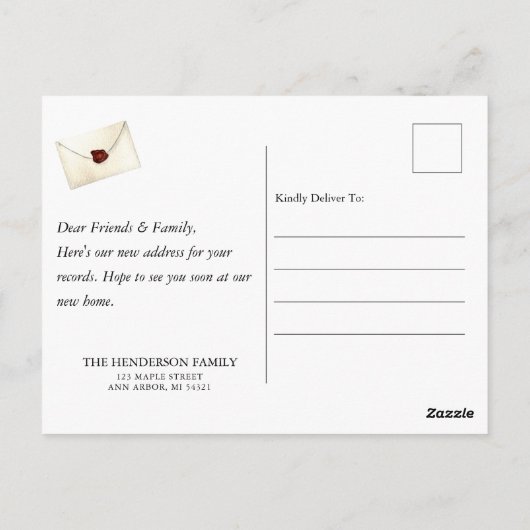 メールボックスの鳥の巣の新しいホーム移動アナウンス ポストカード (裏面)