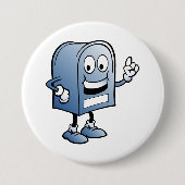 メールボックスマスコットハッピーブルー郵便キャラクター 缶バッジ (正面)