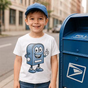 メールボックスマスコットハッピーブルー郵便キャラクター Tシャツ