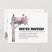 メールボックスモダンフローラ水の色の新しいホーム移動 案内ポストカード (正面/裏面)