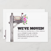 メールボックスモダンフローラ水の色の新しいホーム移動 案内状 (正面/裏面)