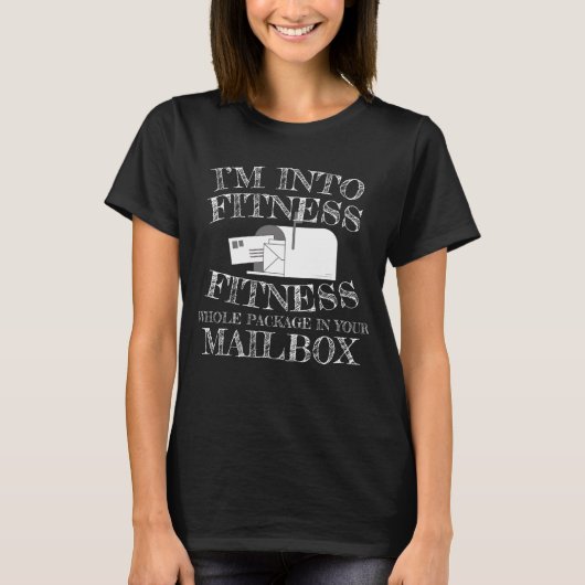 メールボックス内のフィットネス全体のパッケージへのメールマン Tシャツ (正面)