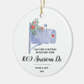 メールボックス私たちの初めてのクリスマスは新しい家で セラミックオーナメント (左)