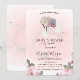 メールボックス,かわいいコウノトリフローラ赤ちゃんシャワー 招待状