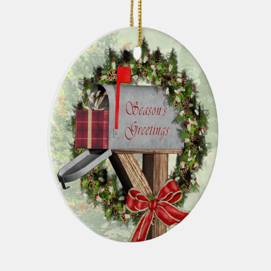 メールボックス、リース、ギフトメールマンラウンドオーナメント セラミックオーナメント (右)