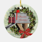 メールボックス、リース、ギフトメールマンラウンドオーナメント セラミックオーナメント (裏面)
