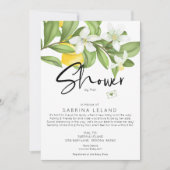 メールヴィンテージレモンと花による赤ちゃんシャワー 招待状 (正面)