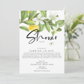 メールヴィンテージレモンと花による赤ちゃんシャワー 招待状 (スタンド正面)