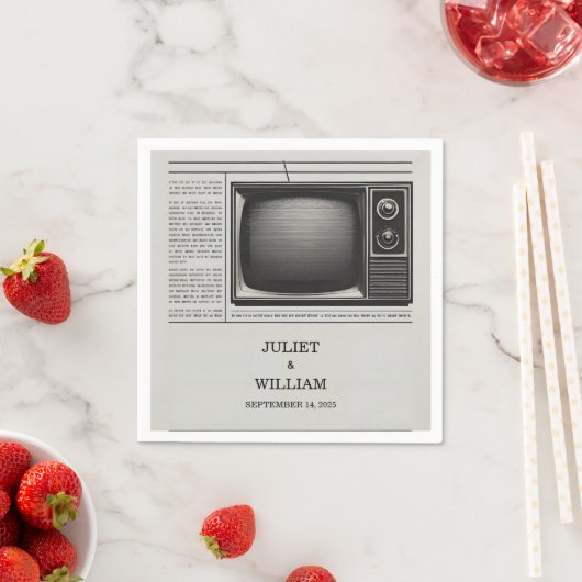 メールヴィンテージ支払い古いレトロ結婚新聞 スタンダードカクテルナプキン (インサイチュ)