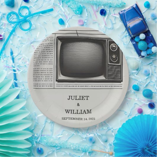 メールヴィンテージ支払い古いレトロ結婚新聞 ペーパープレート (パーティー)