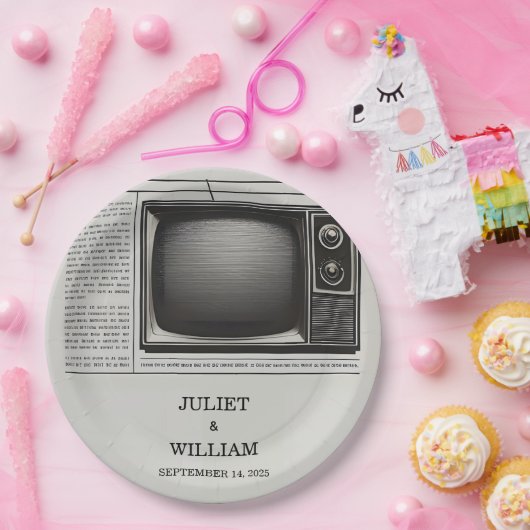 メールヴィンテージ支払い古いレトロ結婚新聞 ペーパープレート (パーティー)