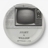 メールヴィンテージ支払い古いレトロ結婚新聞 ペーパープレート (正面)