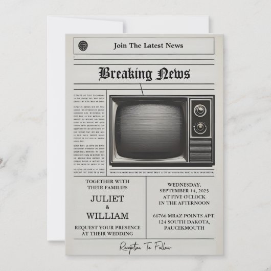 メールヴィンテージ支払い古いレトロ結婚新聞 招待状 (正面)