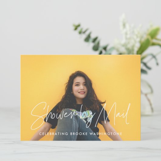 メール写真によるミニマルなシャワー 招待状 (スタンド正面)