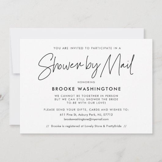 メール写真によるミニマルなシャワー 招待状 (裏面)