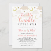 メール招待でキラキラ光る小さな星の赤ちゃんシャワー 招待状 (正面)