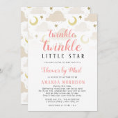 メール招待でキラキラ光る小さな星の赤ちゃんシャワー 招待状 (正面/裏面)