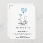 メール母とベビーウッドランドキツネボーイ インビテーションポストカード (正面/裏面)