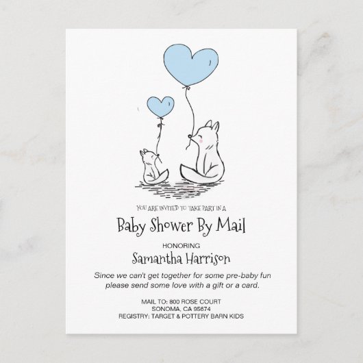 メール母とベビーウッドランドキツネボーイ インビテーションポストカード (正面)