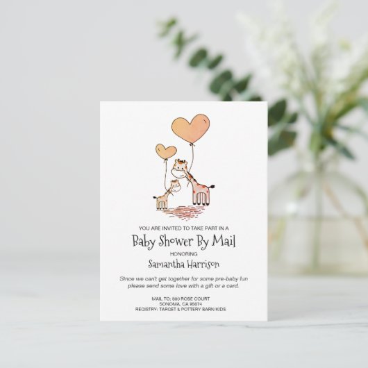 メール母とベビーキリンによるベビーシャワー インビテーションポストカード (スタンド正面)