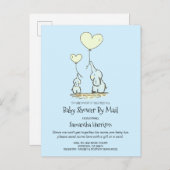 メール母によるベビーシャワーとベビー象男の赤ちゃん インビテーションポストカード (正面/裏面)