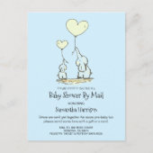 メール母によるベビーシャワーとベビー象男の赤ちゃん インビテーションポストカード (正面)