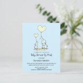メール母によるベビーシャワーとベビー象男の赤ちゃん インビテーションポストカード (スタンド正面)