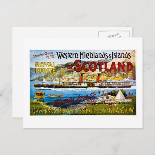 メール王室のスチームズスコットランドグラスゴーヴィンテージ ポストカード (正面/裏面)