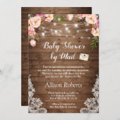 メール紐付きベビー素朴シャワーフローラ 招待状 (正面/裏面)